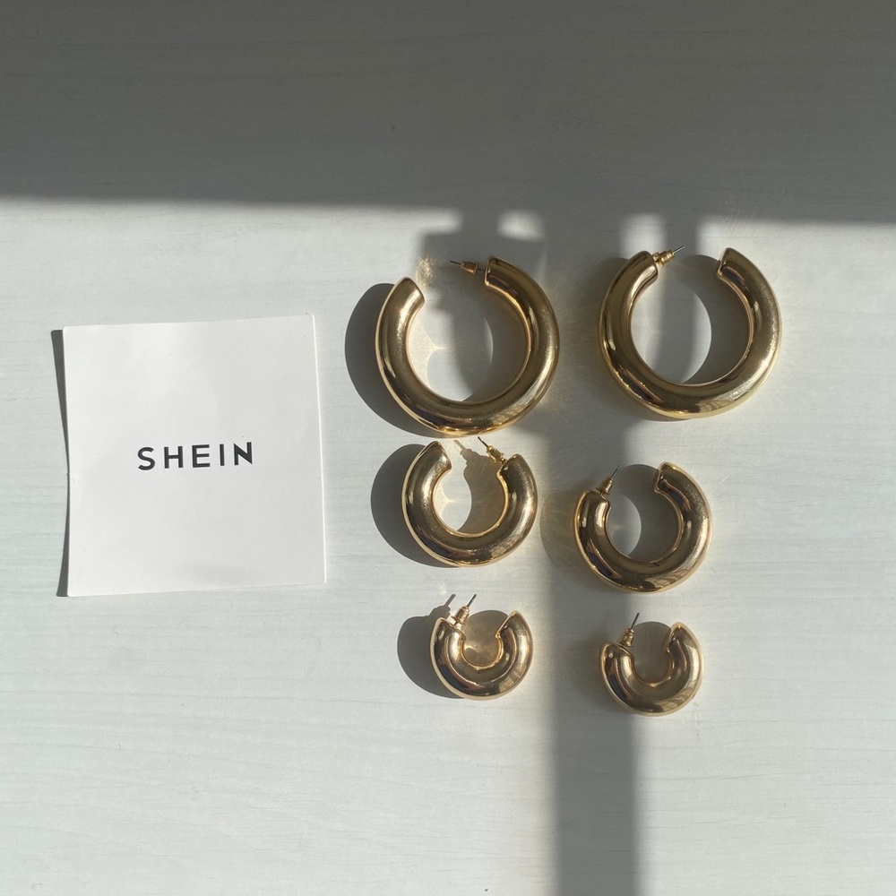 Gold Shein Hoop earrings small medium/big brandnew